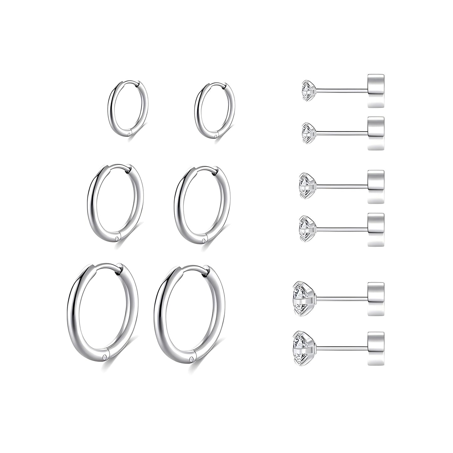 316L Surgical Stainless Steel Huggie Hoop Earrings 6mm 8mm 10mm 11mm 12mm 14mm Hypoallergenic Earrings Hoop Cartilage Helix Lobes Hinged Sleeper Earrings For Men Women Girls