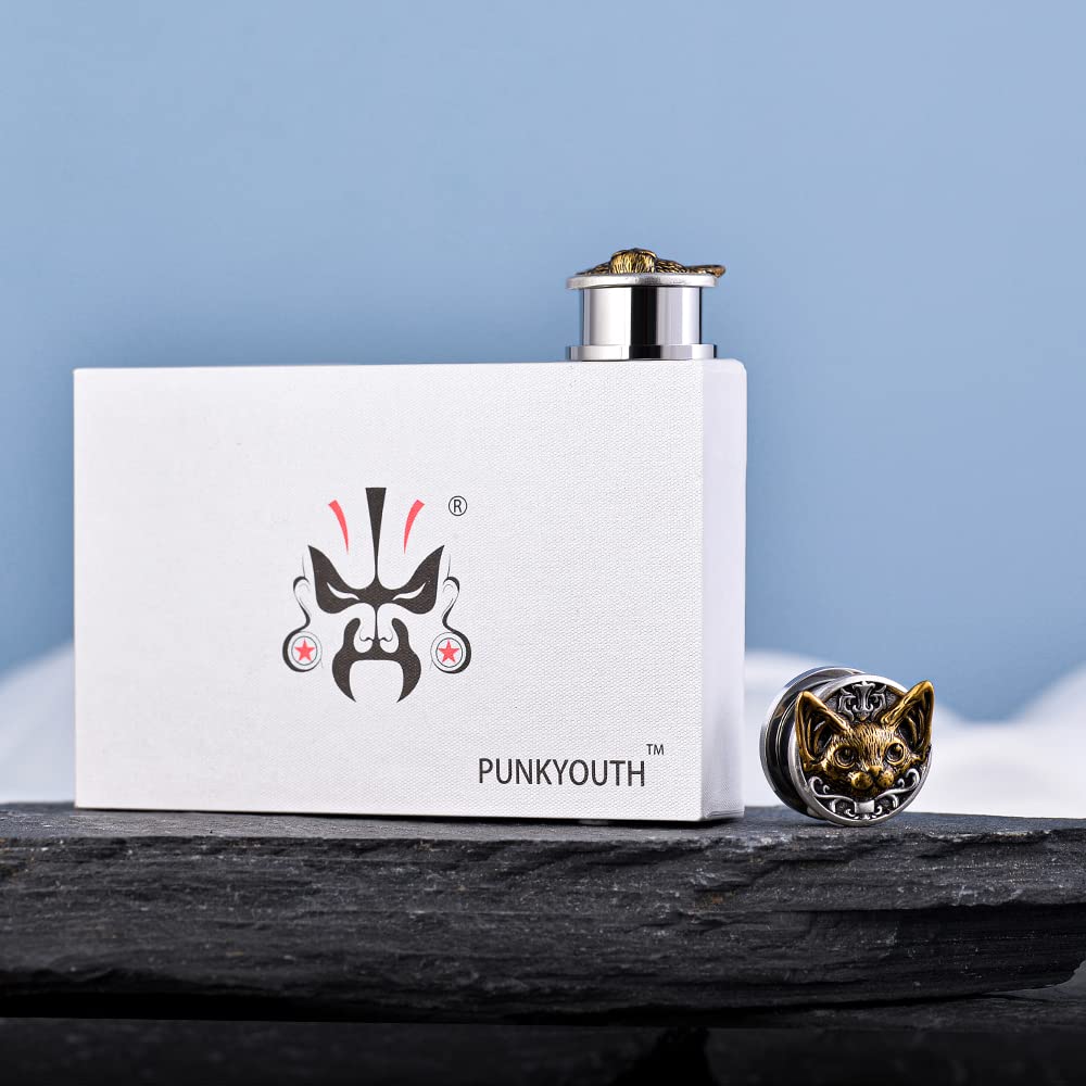 1 Pair Retro Ear Gauges Screw Fit Plug Flesh Tunnels Cat Fox Elephant Stretcher Earrings Hanger Expander Piercing Jewelry 8mm-25mm