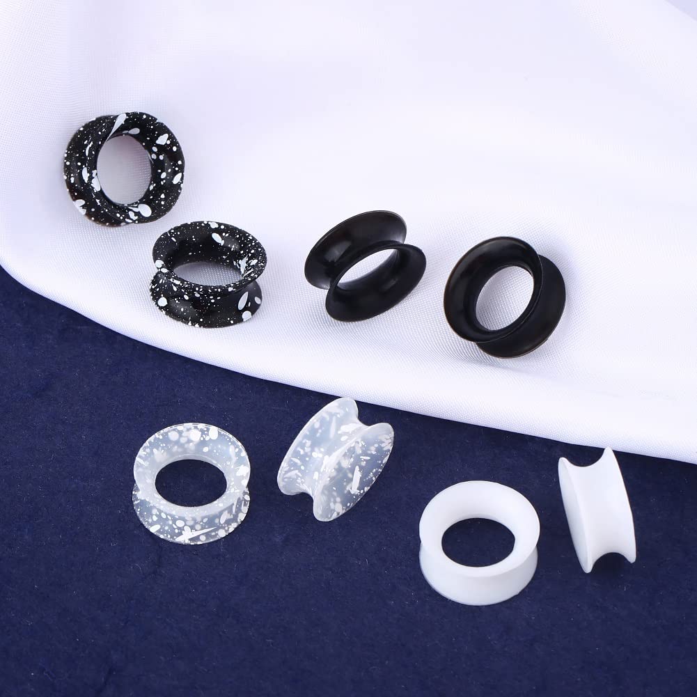 OUFER 8PCS Silicone Ear Gauges Flexible Ear Tunnels Plugs Stretchers Expander Double Flared Flesh Ear Piercing Jewelry for Women Men