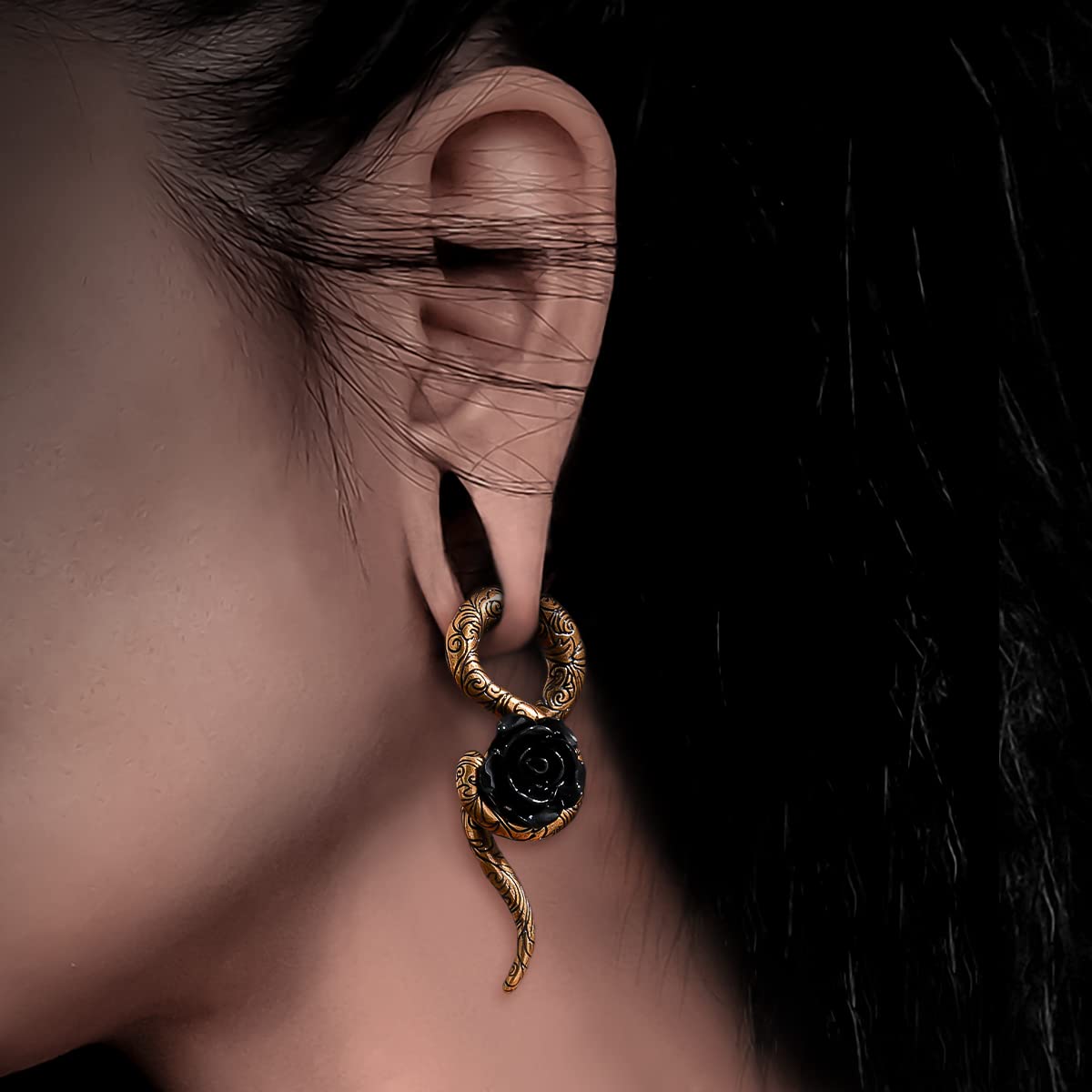 2PCS 2G Ear Sprial Tapers Plug Gauges Brass Ear Stretcher Hangers 6mm Gothic Ear Tunnels Expander Piercing Jewelry