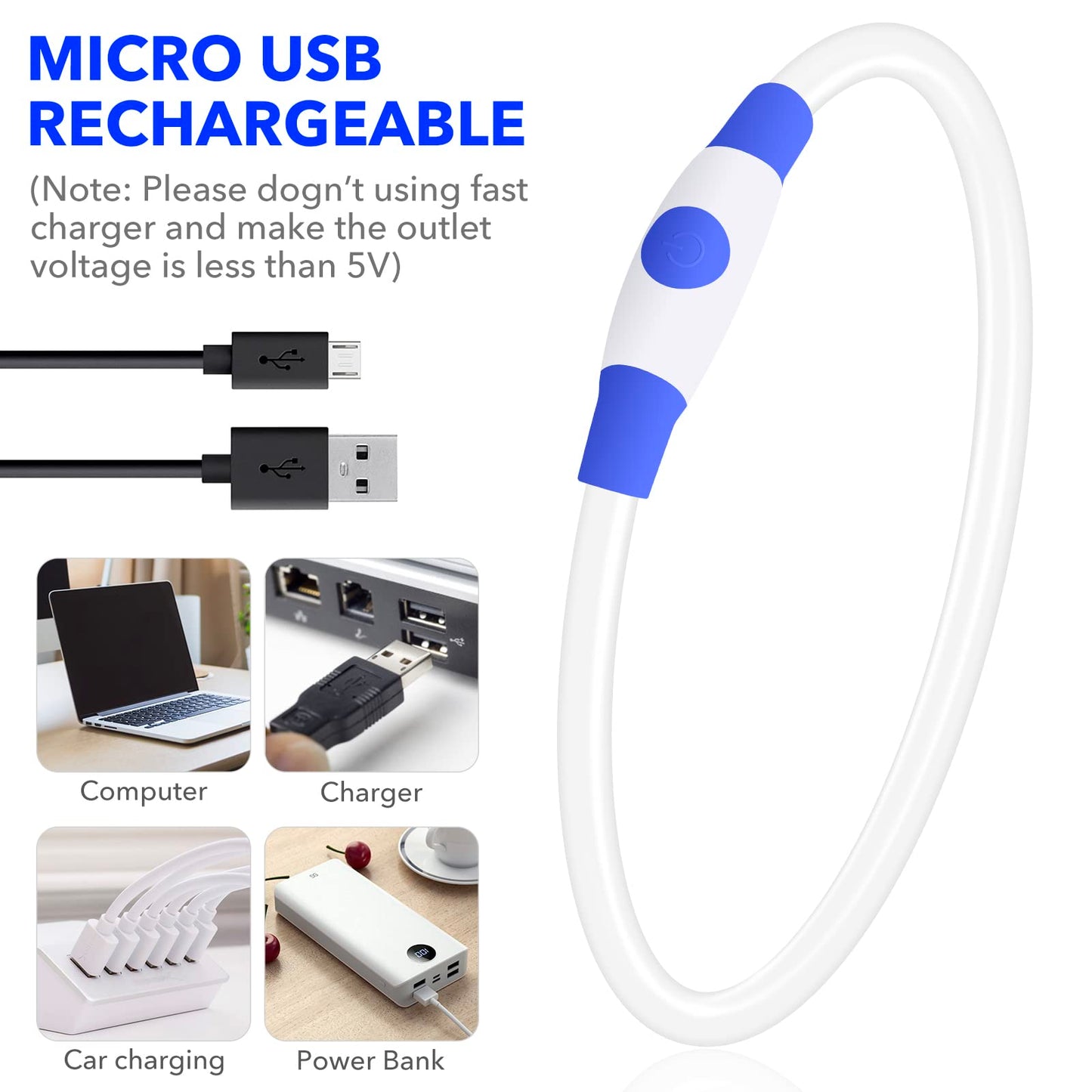 BSeen LED Pet Collar, USB Rechargeable, Glowing for Night Safety, Fashion Light up Collar for Small Medium Large Dogs (Pink)