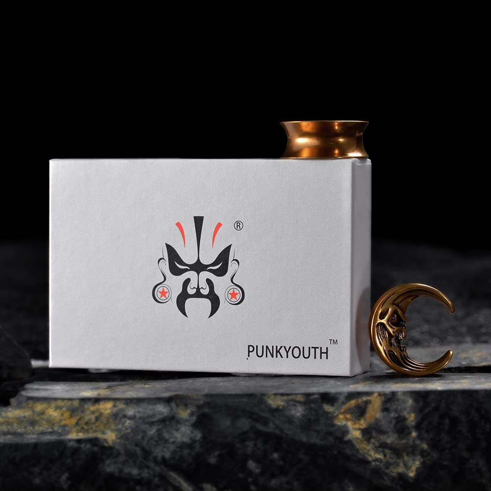 2PCS Moon Ear Gauges Ear Plugs and Tunnels Gauge for Ears Expander Piercing Gauge 10mm-25mm(00g-1")