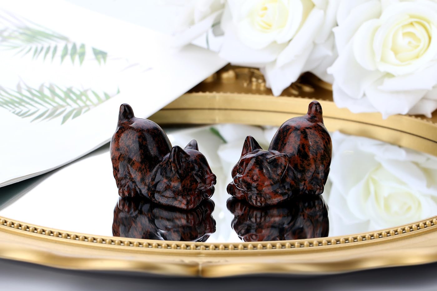 Black Obsidian Cat Statue Crystals and Healing Stones Cat Carved Room Home Decor Figurines for Office Lazy Sculpture Stone Crystal Desk Cute Art Decoration Gemstones Gifts for Cat Lovers Women