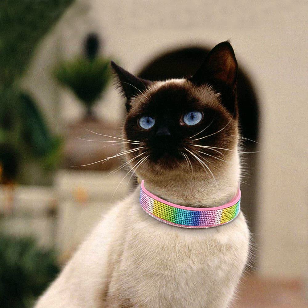 Rhinestone Dog Collar, Cute Dazzling Sparkling Soft Suede Leather Dog Cat Rhinestone Collar Crystal Diamond Pet Dog Puppy Collar (XS, Blue-1)