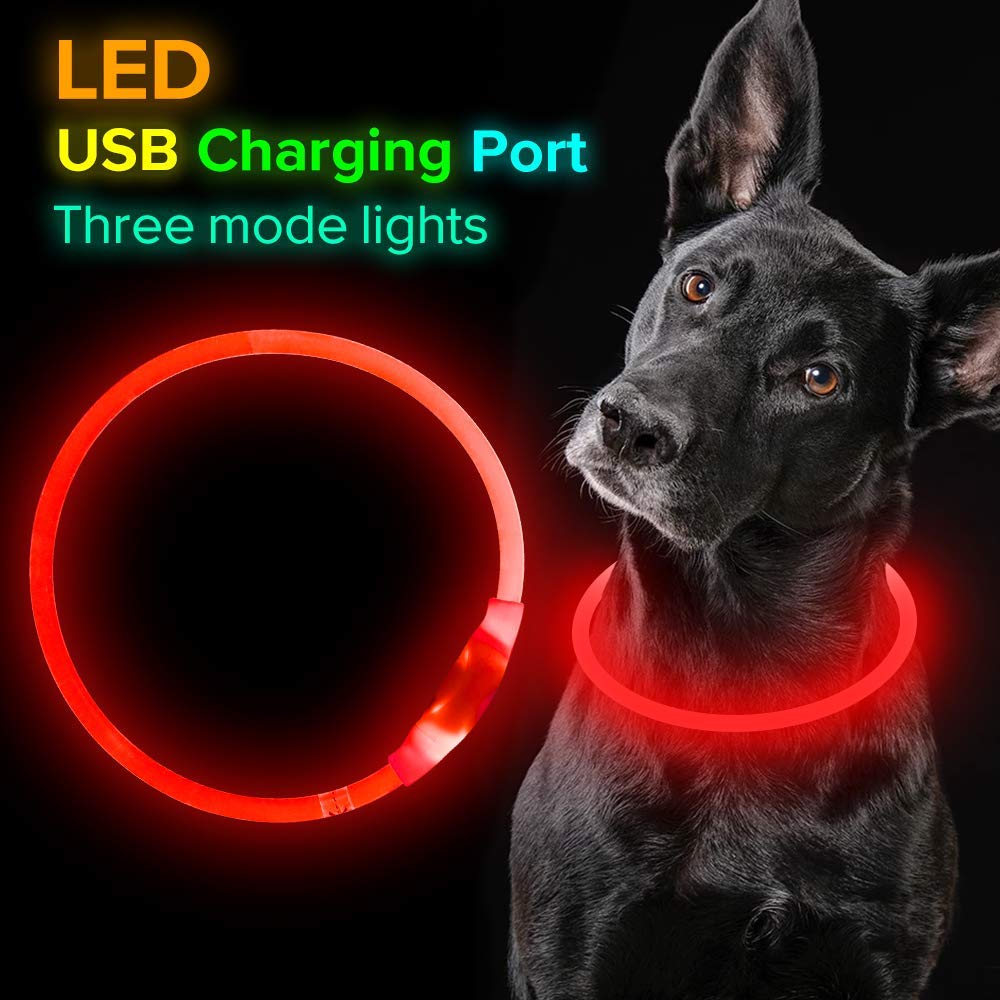 BSeen LED Pet Collar, USB Rechargeable, Glowing for Night Safety, Fashion Light up Collar for Small Medium Large Dogs (Pink)