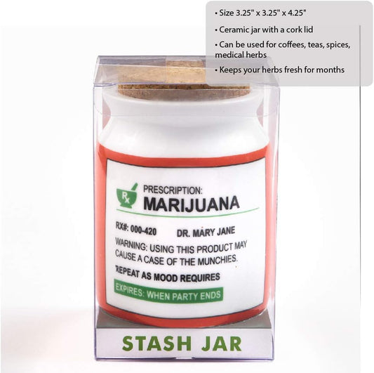 Large Ceramic Stash It Jar Storage Container for Herbs and Tobacco