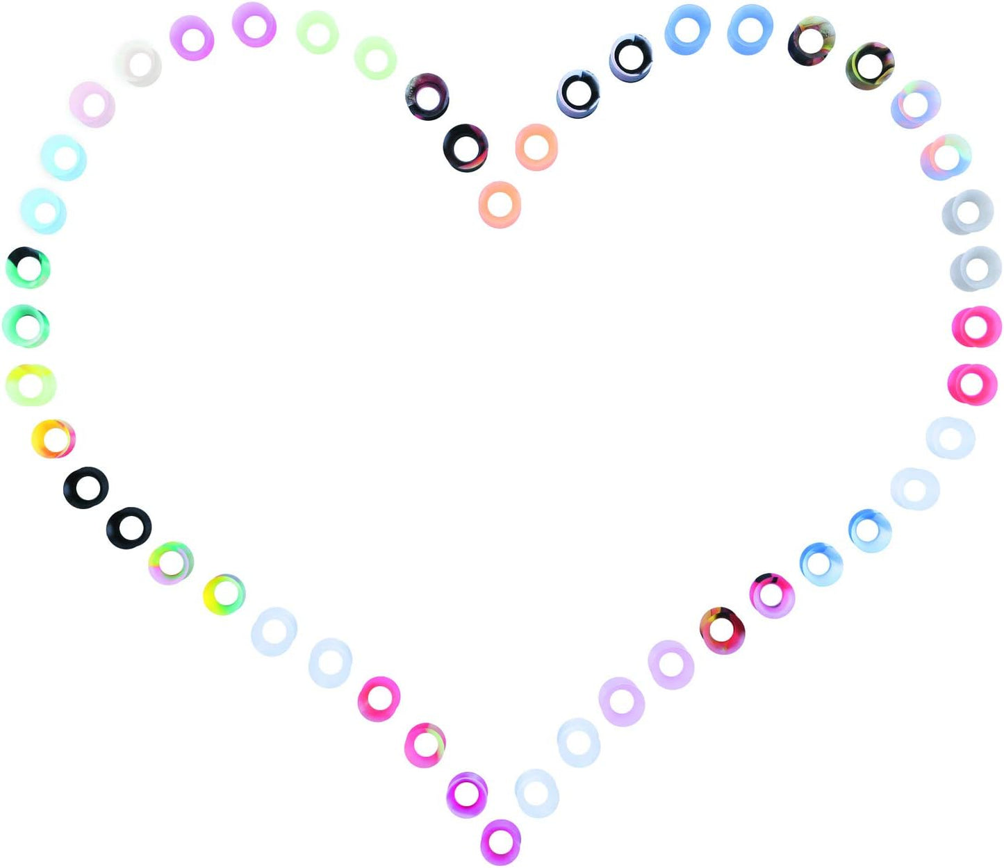 WBRWP 48/32/24/22/20/16/12pcs Ear Tunnels and Plugs - Double Flared Hollow Hard/Soft Silicone Ear Gauges - Ear Expander Stretcher Body Piercing Jewelry 8g-1"