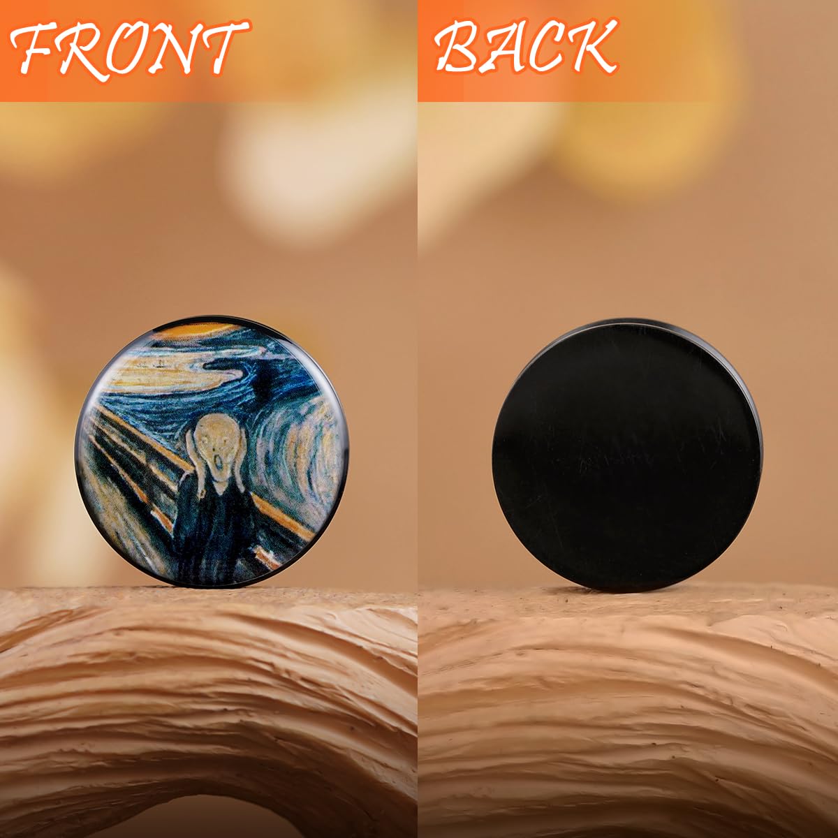 2PCS Acrylic Solid Screw On Ear gauges Art Oil Painting The Scream Epoxy Allergy Free Ear Plugs and Tunnels Stretcher For Women Men Body Piercing Jewelry