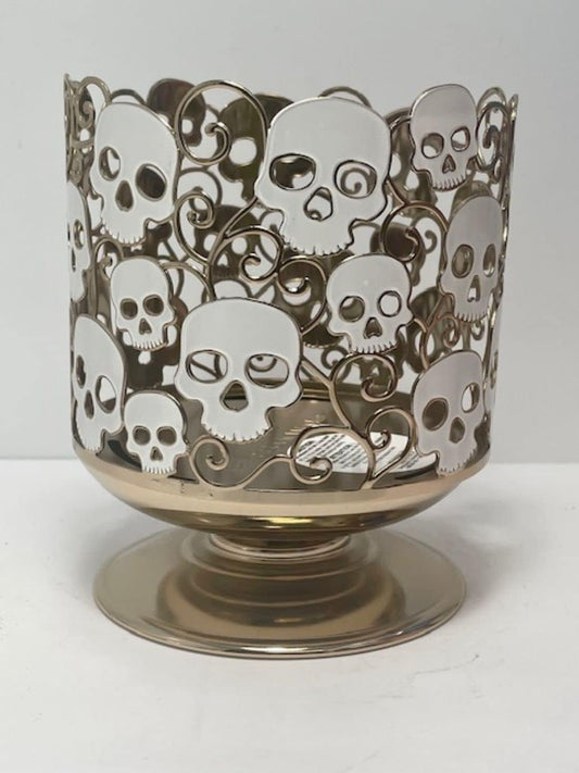 Bath & Body Works Candle Holder Compatible and White Barn 3-Wick Candles - 2021 Halloween - Select Your Favorite! (Candle NOT Included) - Skulls Pedestal
