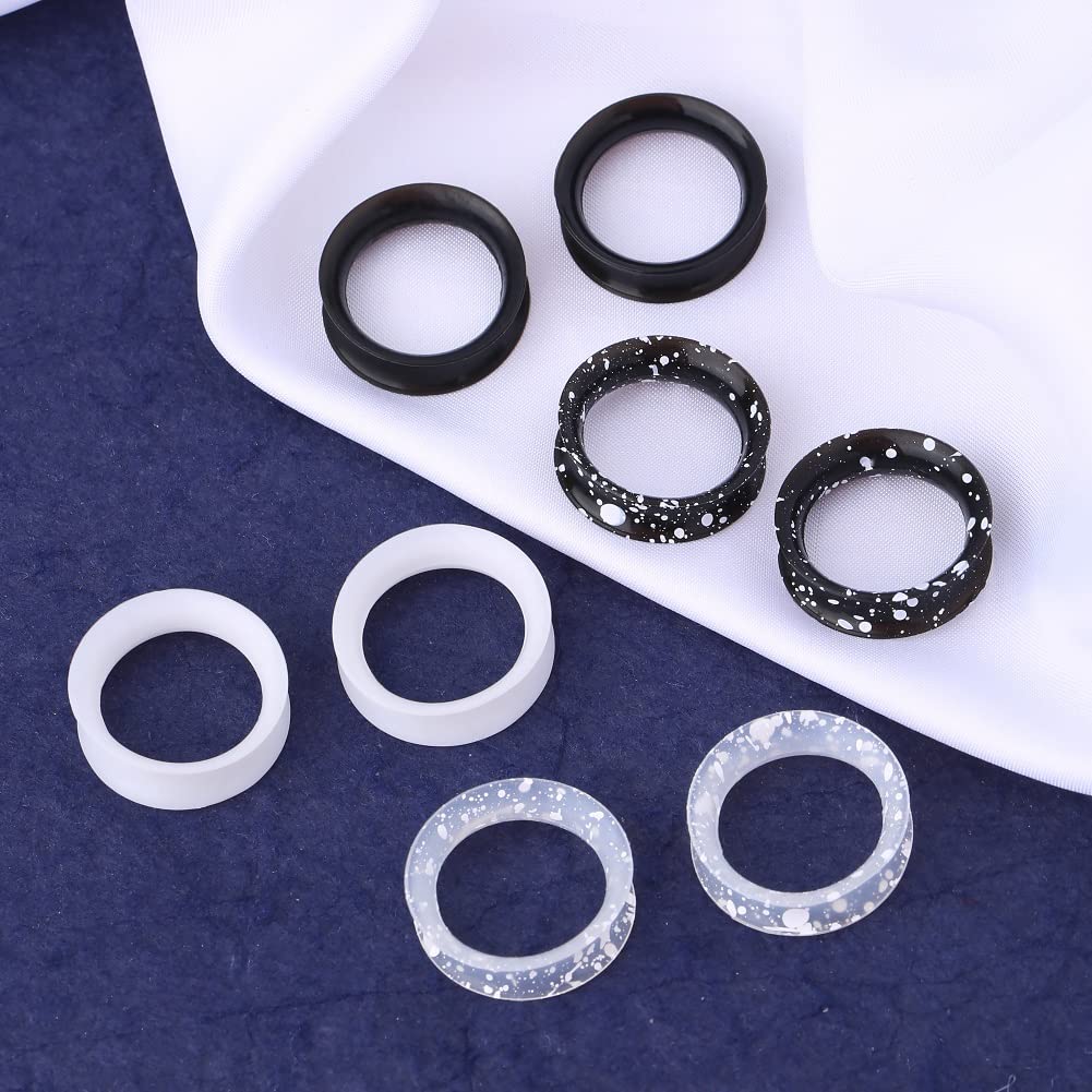 OUFER 8PCS Silicone Ear Gauges Flexible Ear Tunnels Plugs Stretchers Expander Double Flared Flesh Ear Piercing Jewelry for Women Men