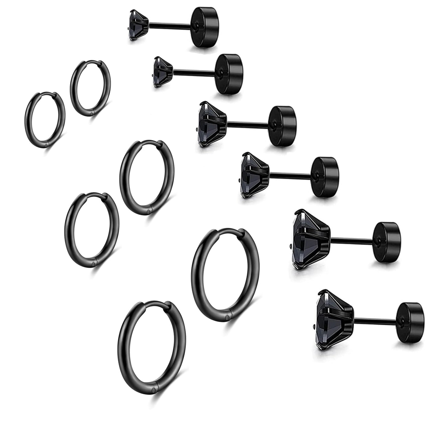 316L Surgical Stainless Steel Huggie Hoop Earrings 6mm 8mm 10mm 11mm 12mm 14mm Hypoallergenic Earrings Hoop Cartilage Helix Lobes Hinged Sleeper Earrings For Men Women Girls