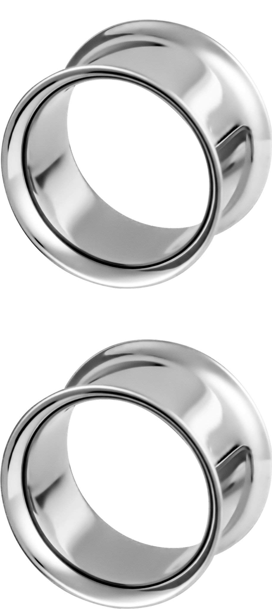 Forbidden Body Jewelry Ear Gauges, Ear Tunnels, Tunnels For Ears, 12G-2 Inch Surgical Steel Mirror Finish Double Flared Tunnel Plug Earrings (Sold in Pairs)