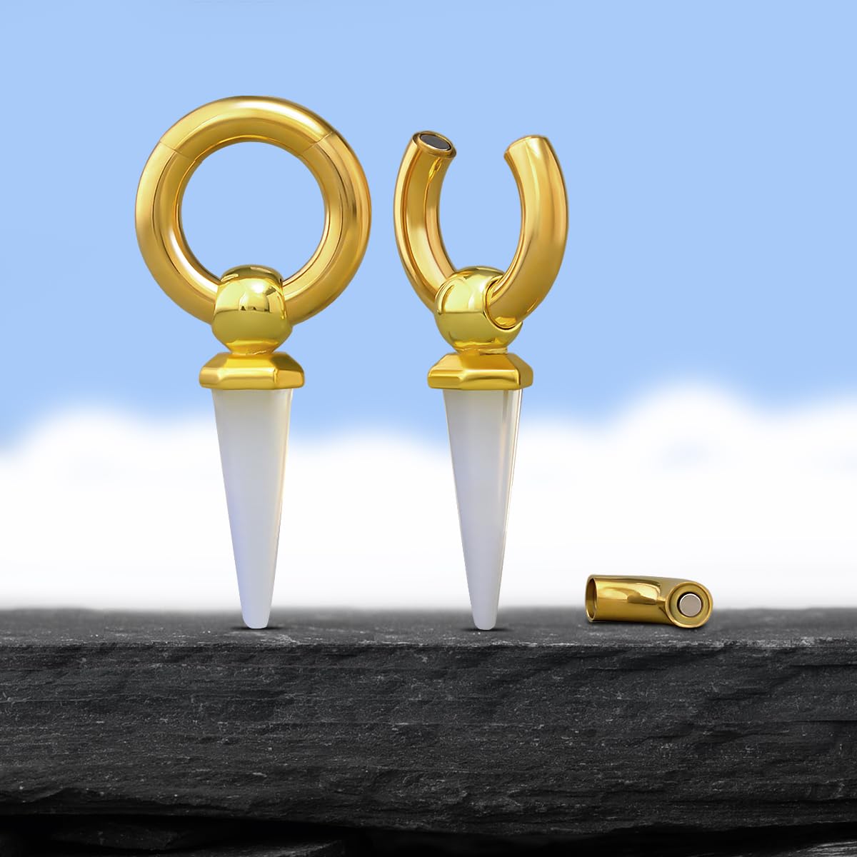 2g Ear Hanger Heavy Dangle Gauge Plug For Women 6mm Ear Weight For Stretched Ears Opal Gauge Tunnels For Ear Women Body Piercing Jewelry