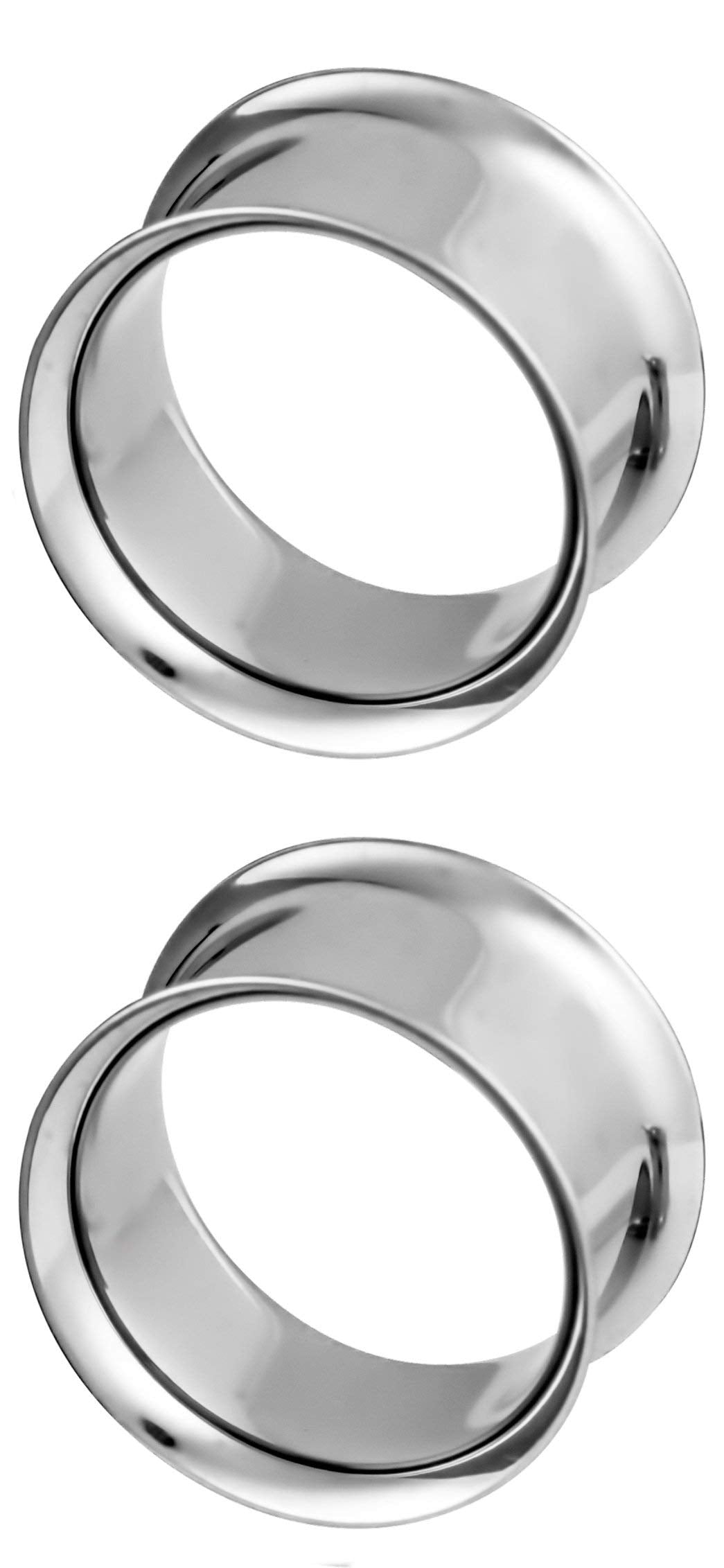 Forbidden Body Jewelry Ear Gauges, Ear Tunnels, Tunnels For Ears, 12G-2 Inch Surgical Steel Mirror Finish Double Flared Tunnel Plug Earrings (Sold in Pairs)