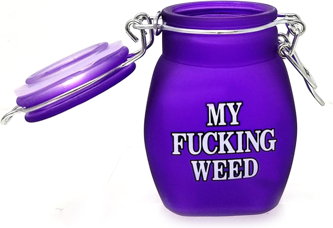 Airtight Glass Herb Jar Small 3.5" Tall (Frosted Neon Purple/My Fing WE)