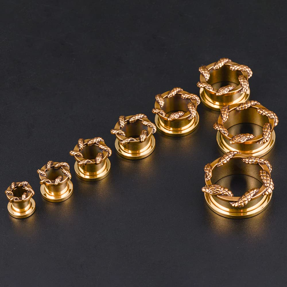 2PCS Stainless Steel Ear Gauges Screw Back Fit Tunnels For Ear Articulated Snake Cool Ear Stretchers Expander Double Flared Body Piercing Jewelry 0g-1inch