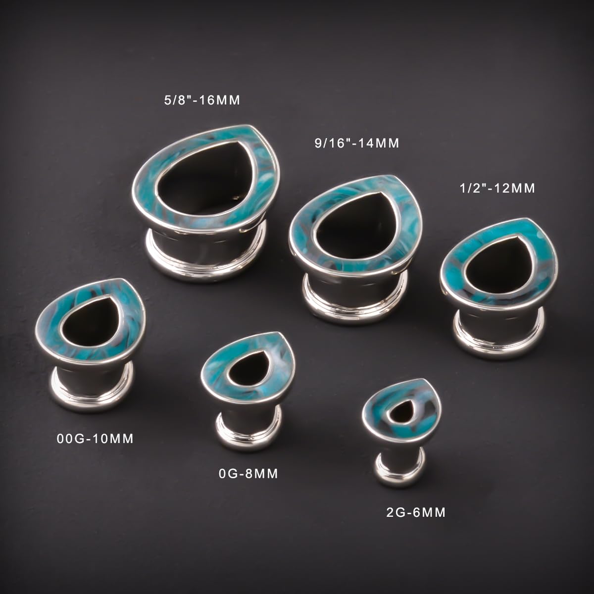 1 Pair 6mm-16mm Ear Gauge Teardrop Colour Opal Double Flared Plug Tunnels For Stretched Ears Brass Saddle Plug Gauges Women Body Piercing Jewelry