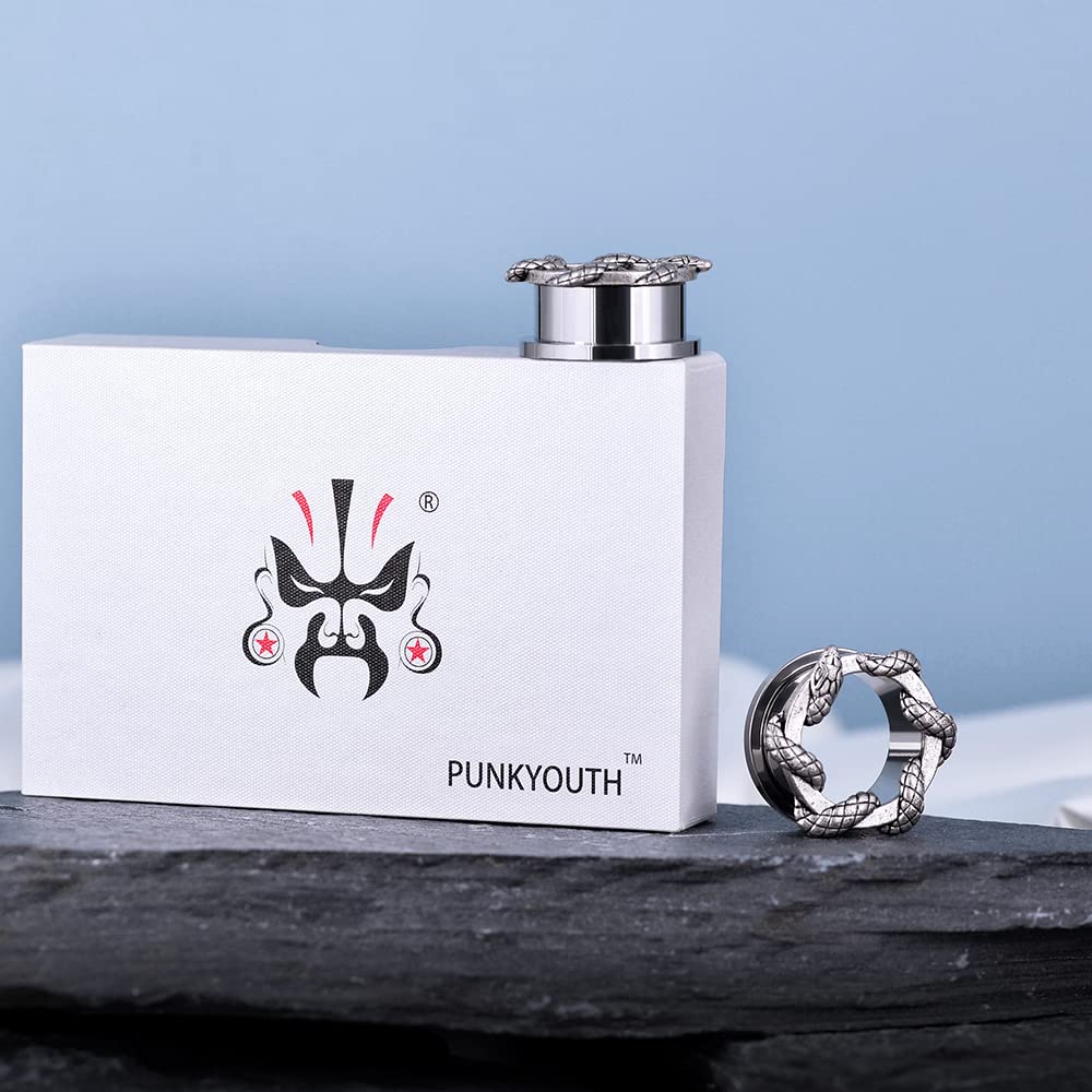 2PCS Stainless Steel Ear Gauges Screw Back Fit Tunnels For Ear Articulated Snake Cool Ear Stretchers Expander Double Flared Body Piercing Jewelry 0g-1inch