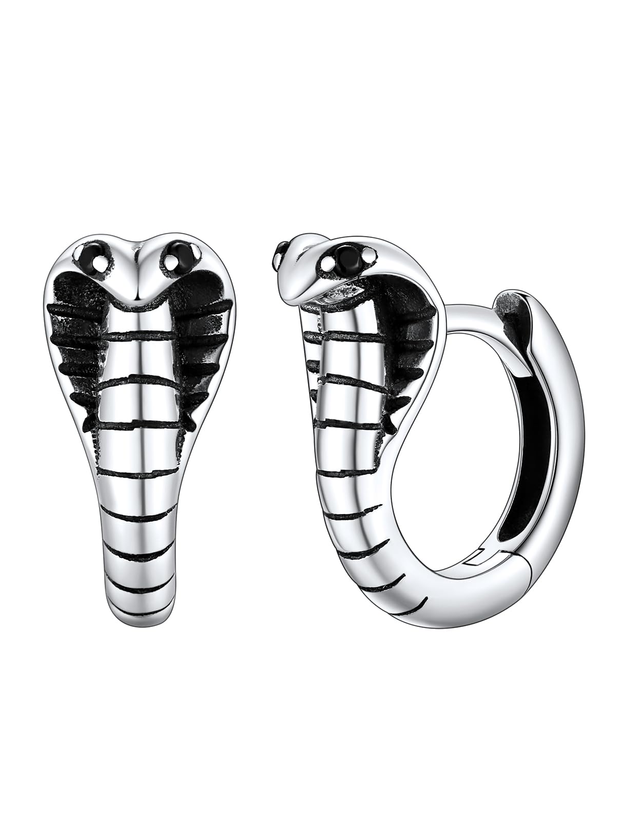 FaithHeart Dragon/Dinosaur/Snake Hoop Earrings for Men, Sturdy Stainless Steel Punk Biker Animals Hypoallergenic Jewelry, Gift Box