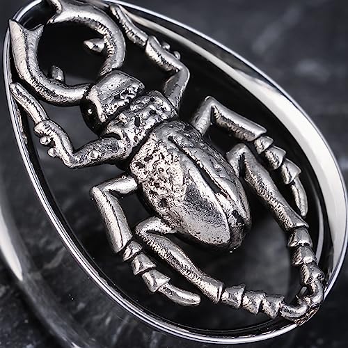 COOEAR 1 Pair Double FLared Tear Drop Ear Tunnels Piercing Stainless Steel Scarab Gauges Silvery Earrings Plugs 0g to 1".