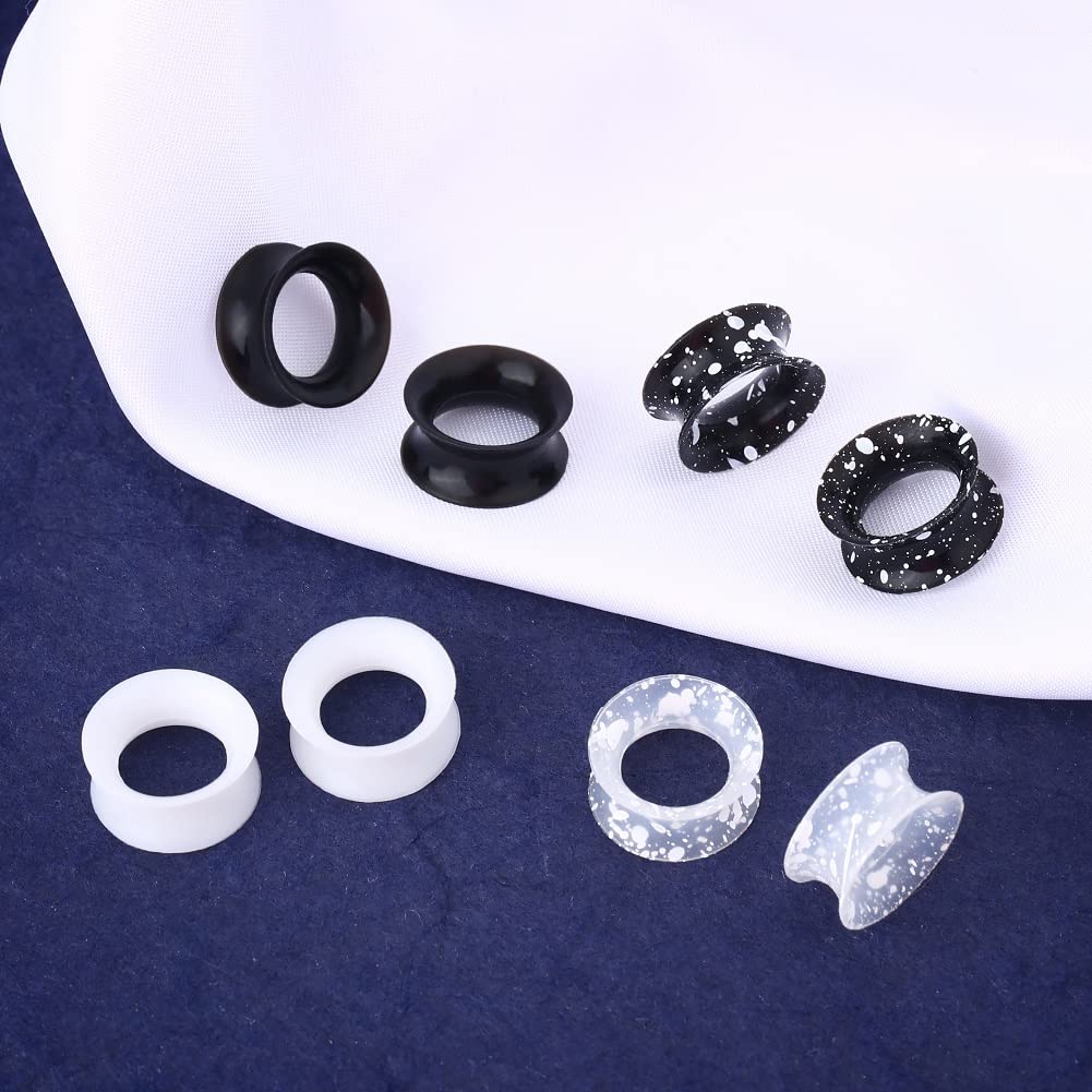 OUFER 8PCS Silicone Ear Gauges Flexible Ear Tunnels Plugs Stretchers Expander Double Flared Flesh Ear Piercing Jewelry for Women Men