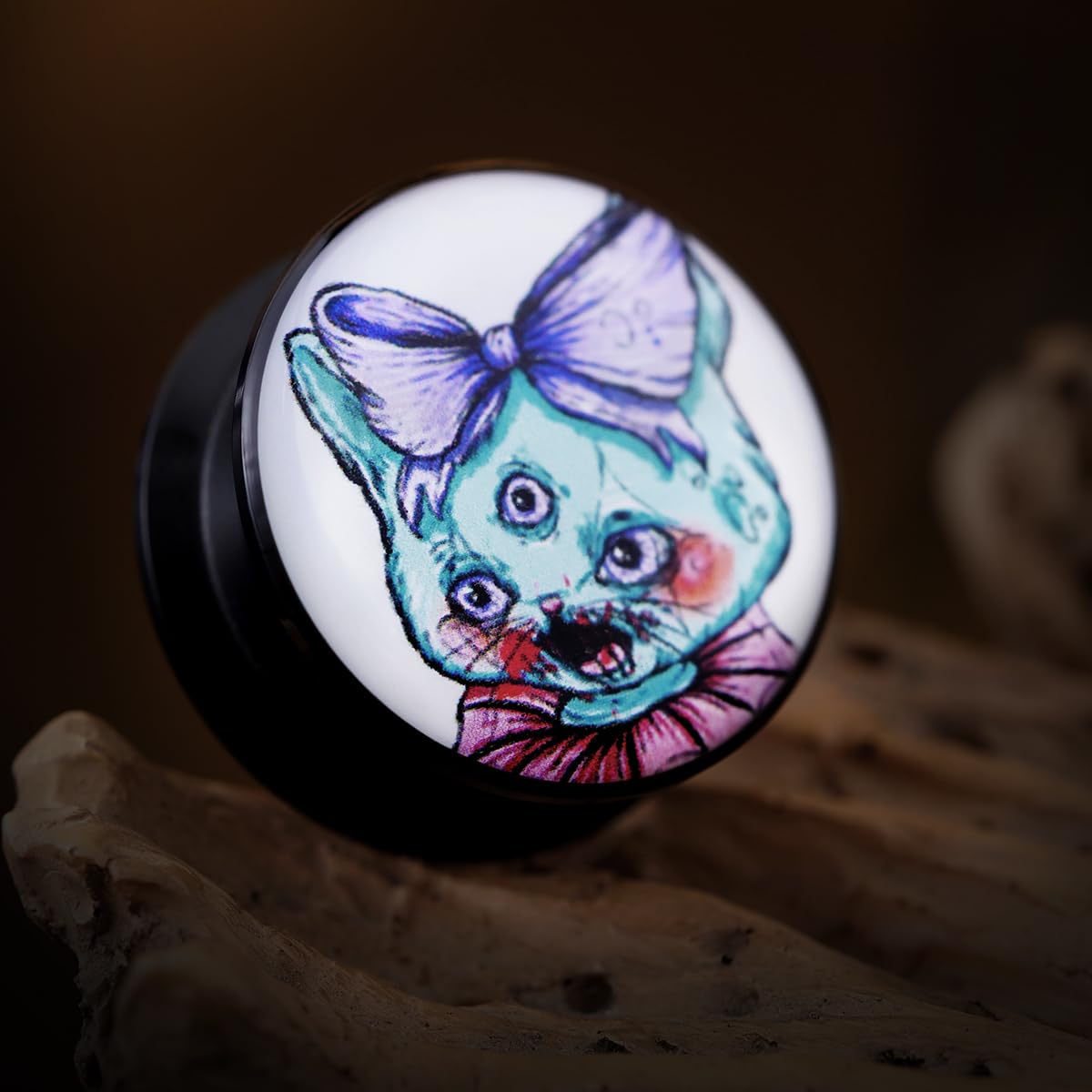 2PCS Acrylic Solid Screw On Ear Plugs and Tunnels Hand Drawn Illustrations Epoxy Allergy Free Ear Gauge Stretcher For Women Men Body Piercing Jewelry