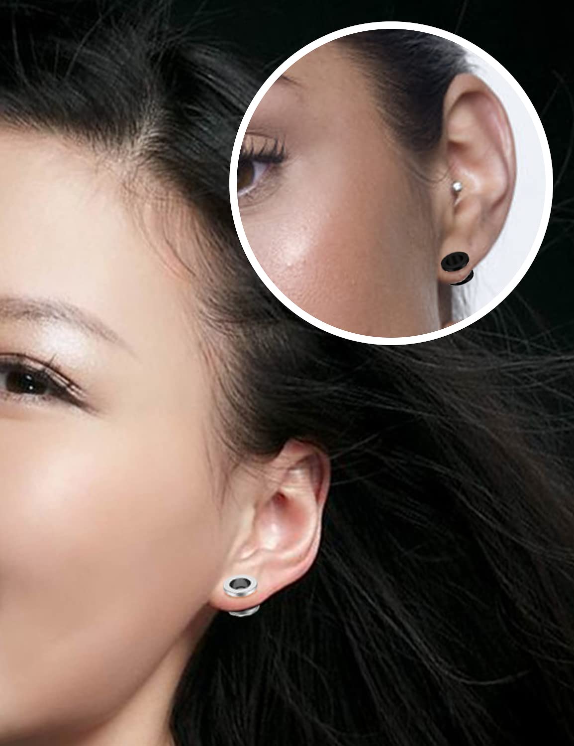 Lcolyoli Screw Fit Ear Gauges Kit Surgical Steel Tunnel Expander Earrings Earlobe Plugs Body Piercing Jewelry Set for Women Men 14G-00G 12 Pieces