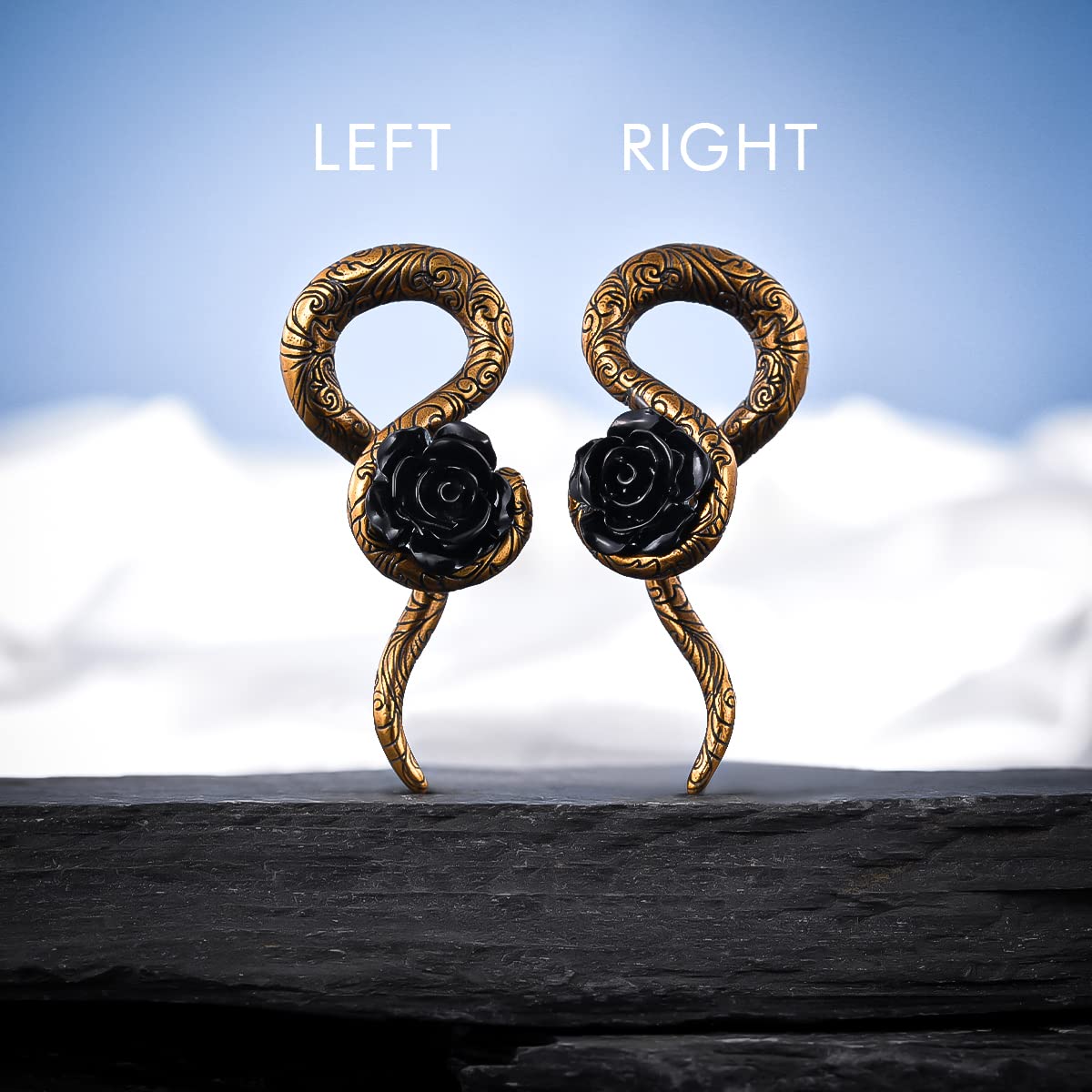 2PCS 2G Ear Sprial Tapers Plug Gauges Brass Ear Stretcher Hangers 6mm Gothic Ear Tunnels Expander Piercing Jewelry