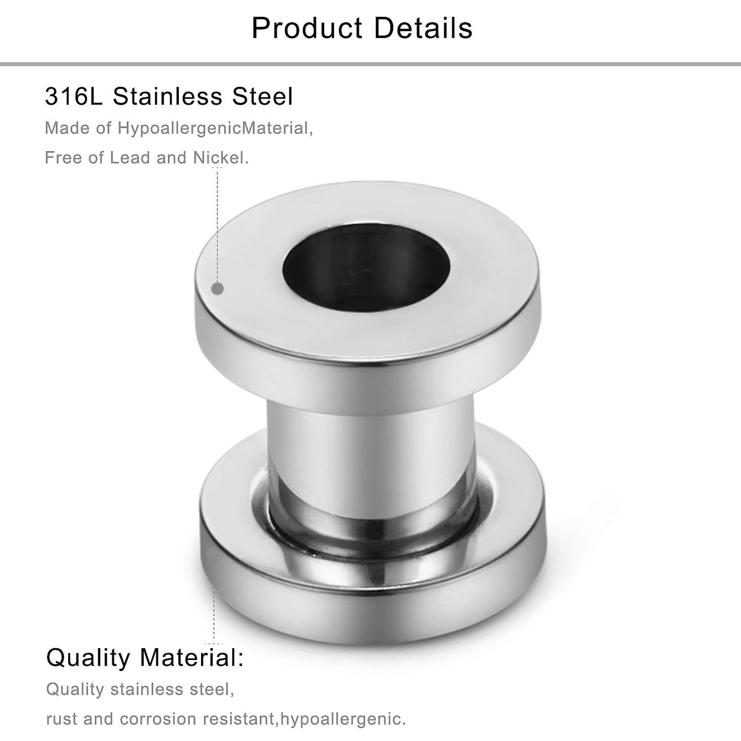 Lcolyoli Screw Fit Ear Gauges Kit Surgical Steel Tunnel Expander Earrings Earlobe Plugs Body Piercing Jewelry Set for Women Men 14G-00G 12 Pieces