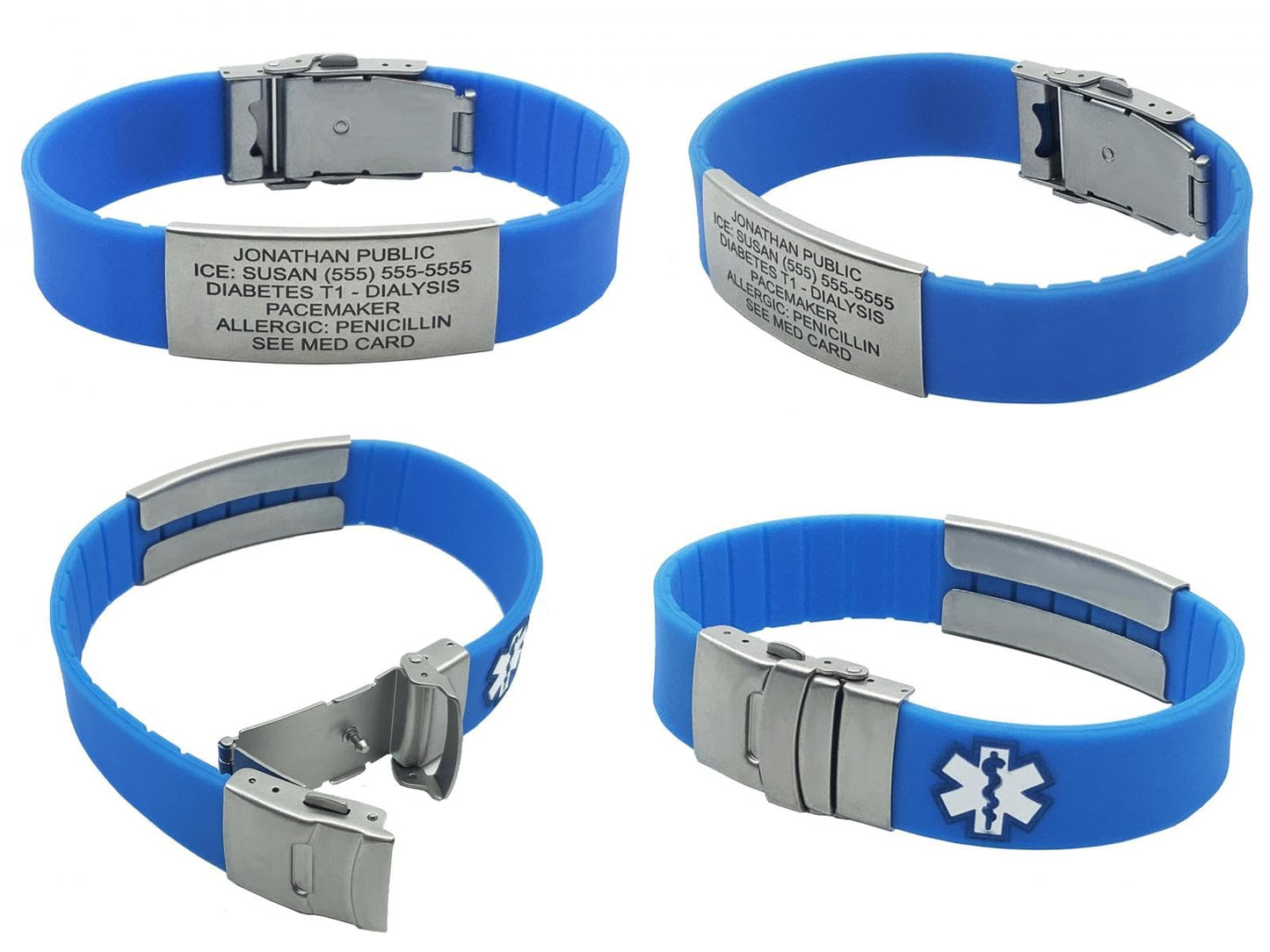 Sport Medical Alert Bracelet for Men and Women, Custom Engraving, Emergency Medical Card For Your Emergency Medical Information, Complimentary Access PHR (Personal Health Record) - Black (Black)