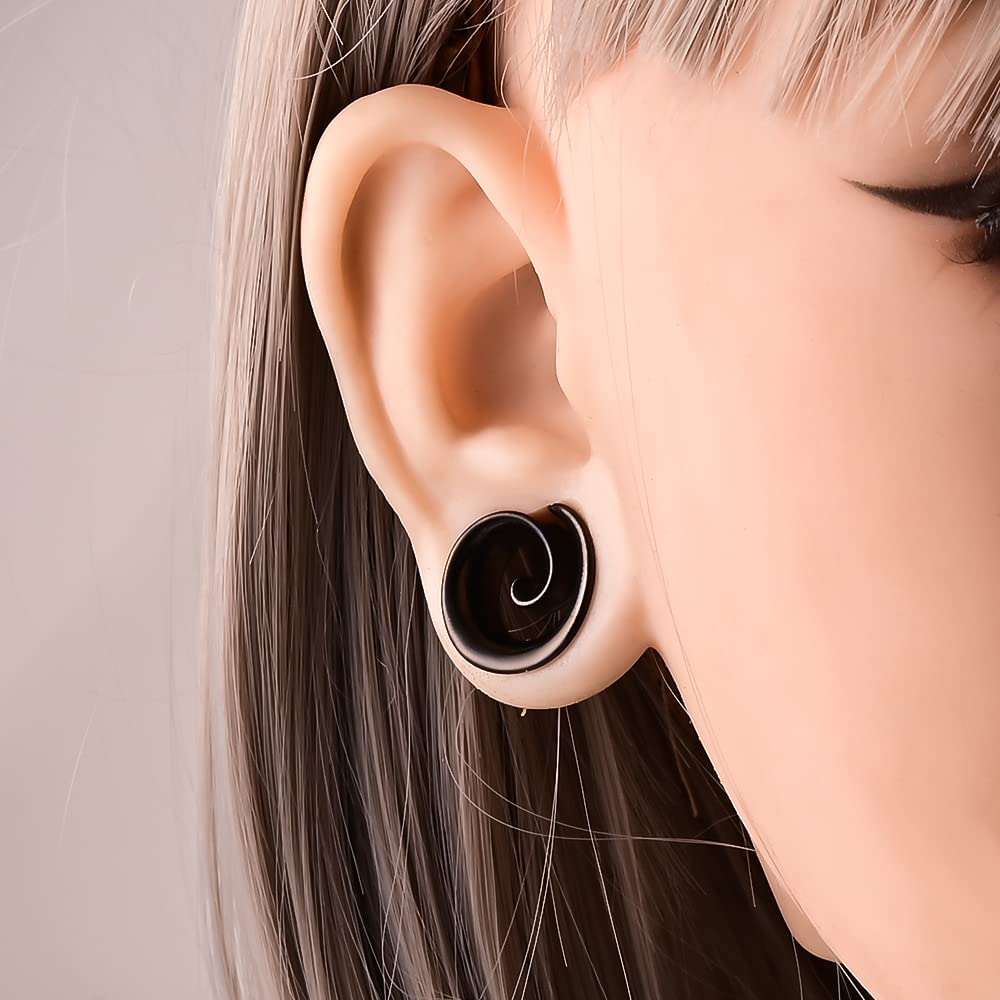 2PCS Spiral Saddle Ear Tunnels Plugs 316 Stainless Steel Ear Gauges Hypoallergenic Earrings Expander Stretcher Piercing Body Jewelry 0g-1"(8mm-25mm)