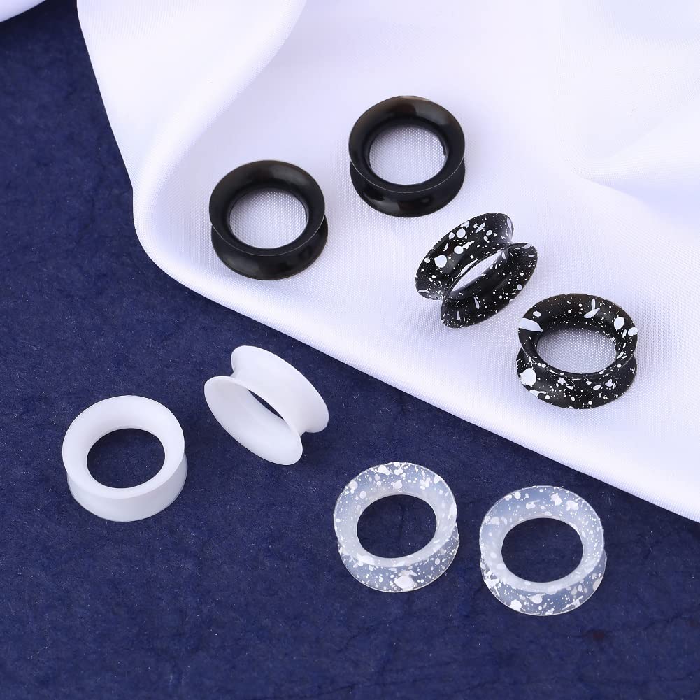 OUFER 8PCS Silicone Ear Gauges Flexible Ear Tunnels Plugs Stretchers Expander Double Flared Flesh Ear Piercing Jewelry for Women Men