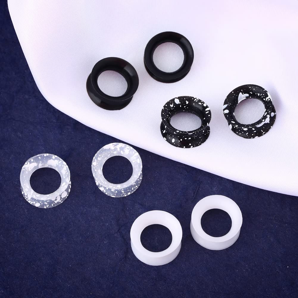 OUFER 8PCS Silicone Ear Gauges Flexible Ear Tunnels Plugs Stretchers Expander Double Flared Flesh Ear Piercing Jewelry for Women Men