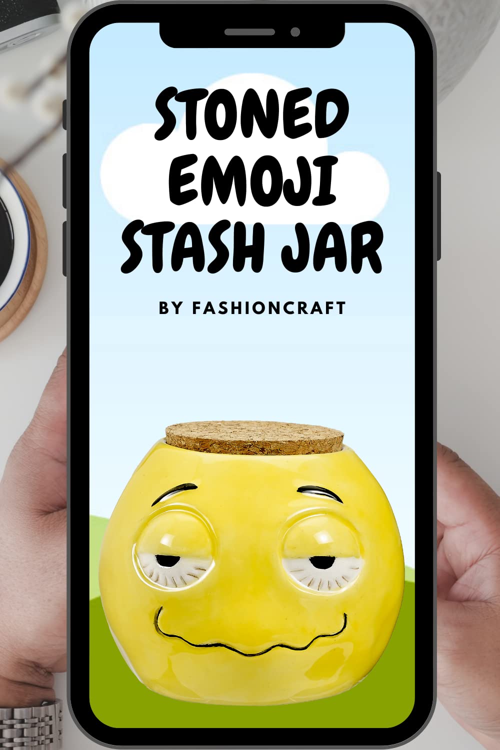 FASHIONCRAFT 88132 Stoned Emoji Stash Jar - Novelty Stash Jar