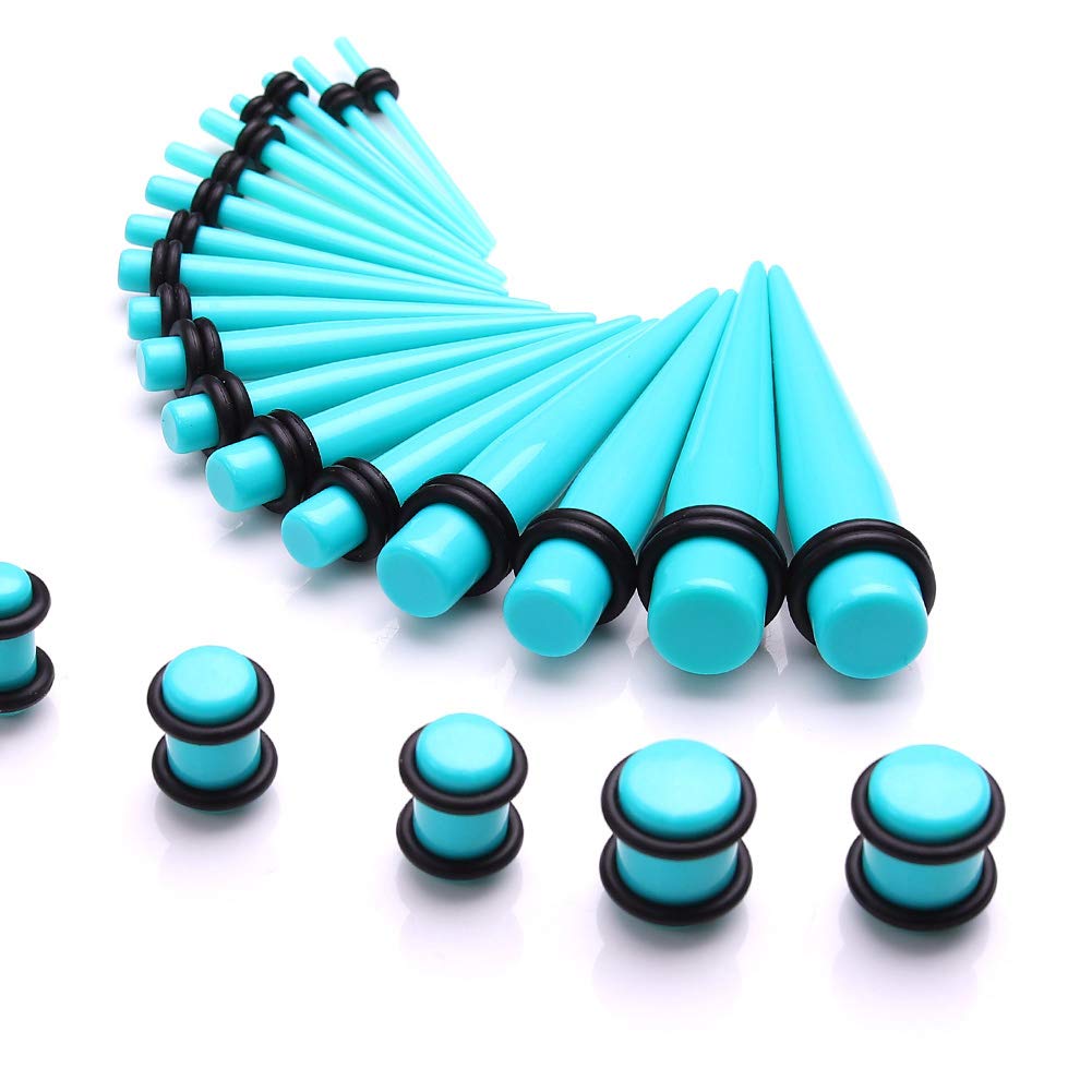 50 Pieces Ear Stretching Kit 14G-00G Acrylic Tapers and Plugs + Silicone Tunnels - Ear Gauges Expander Set Body Piercing Jewelry