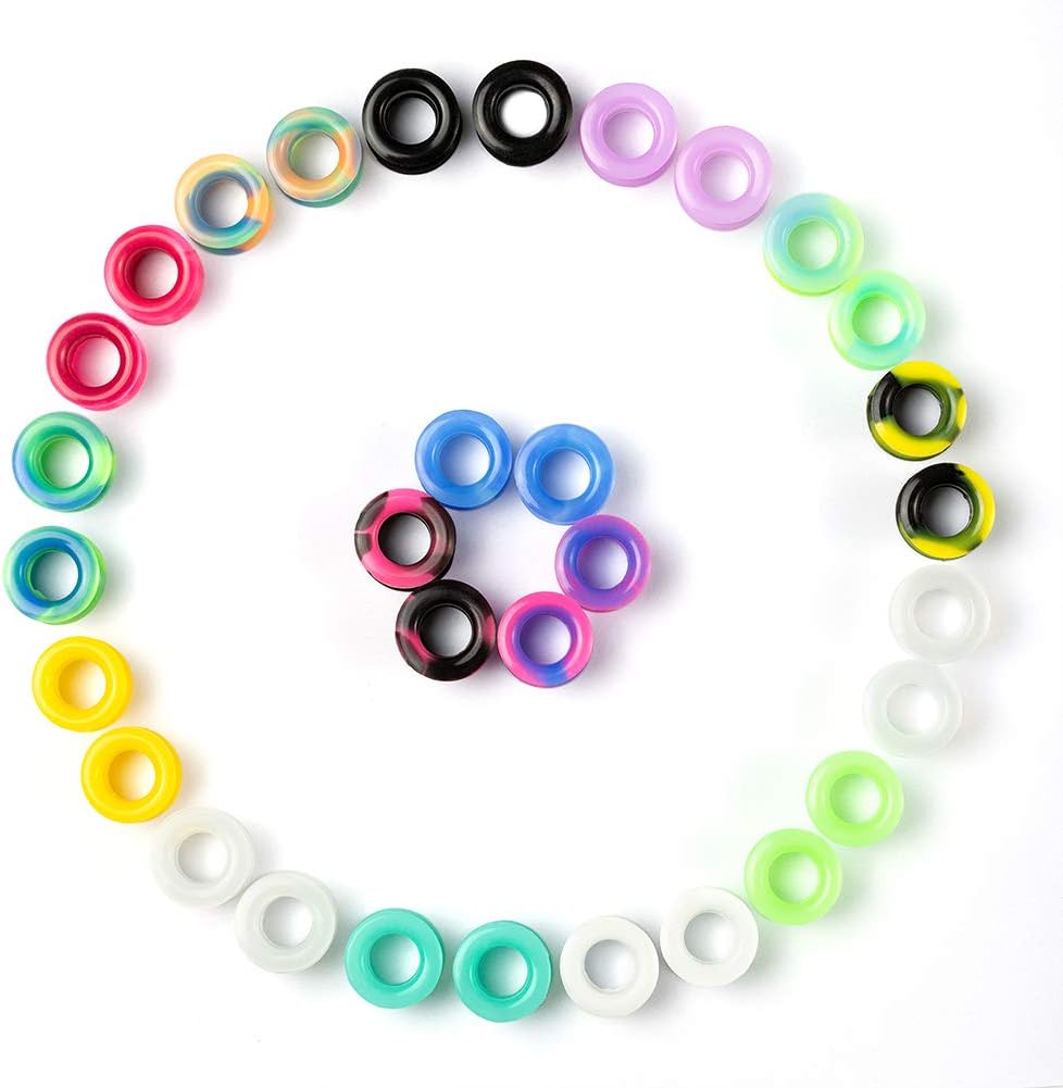 WBRWP 48/32/24/22/20/16/12pcs Ear Tunnels and Plugs - Double Flared Hollow Hard/Soft Silicone Ear Gauges - Ear Expander Stretcher Body Piercing Jewelry 8g-1"