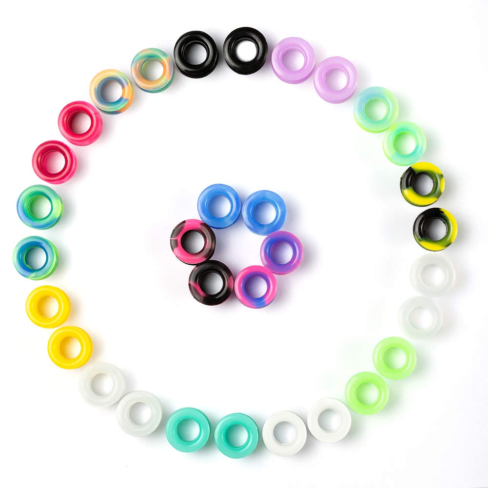 WBRWP 48/32/24/22/20/16/12pcs Ear Tunnels and Plugs - Double Flared Hollow Hard/Soft Silicone Ear Gauges - Ear Expander Stretcher Body Piercing Jewelry 8g-1"