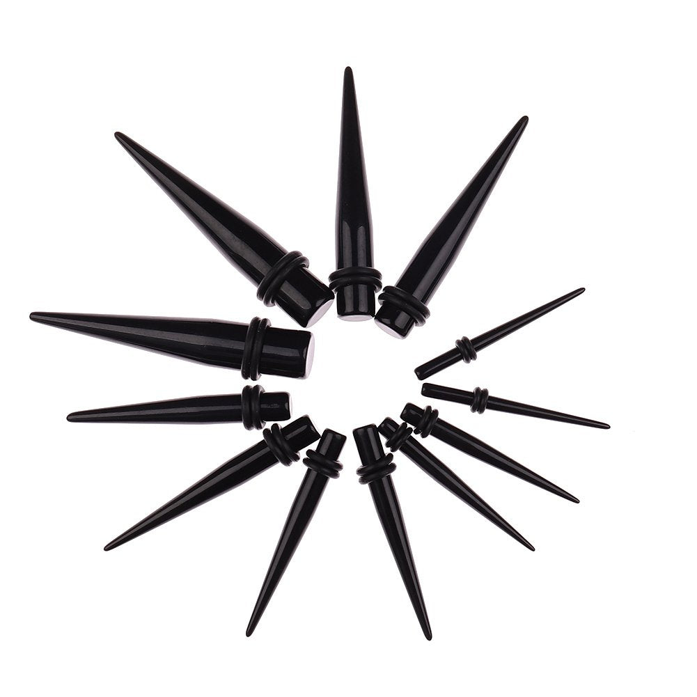 50 Pieces Ear Stretching Kit 14G-00G Acrylic Tapers and Plugs + Silicone Tunnels - Ear Gauges Expander Set Body Piercing Jewelry