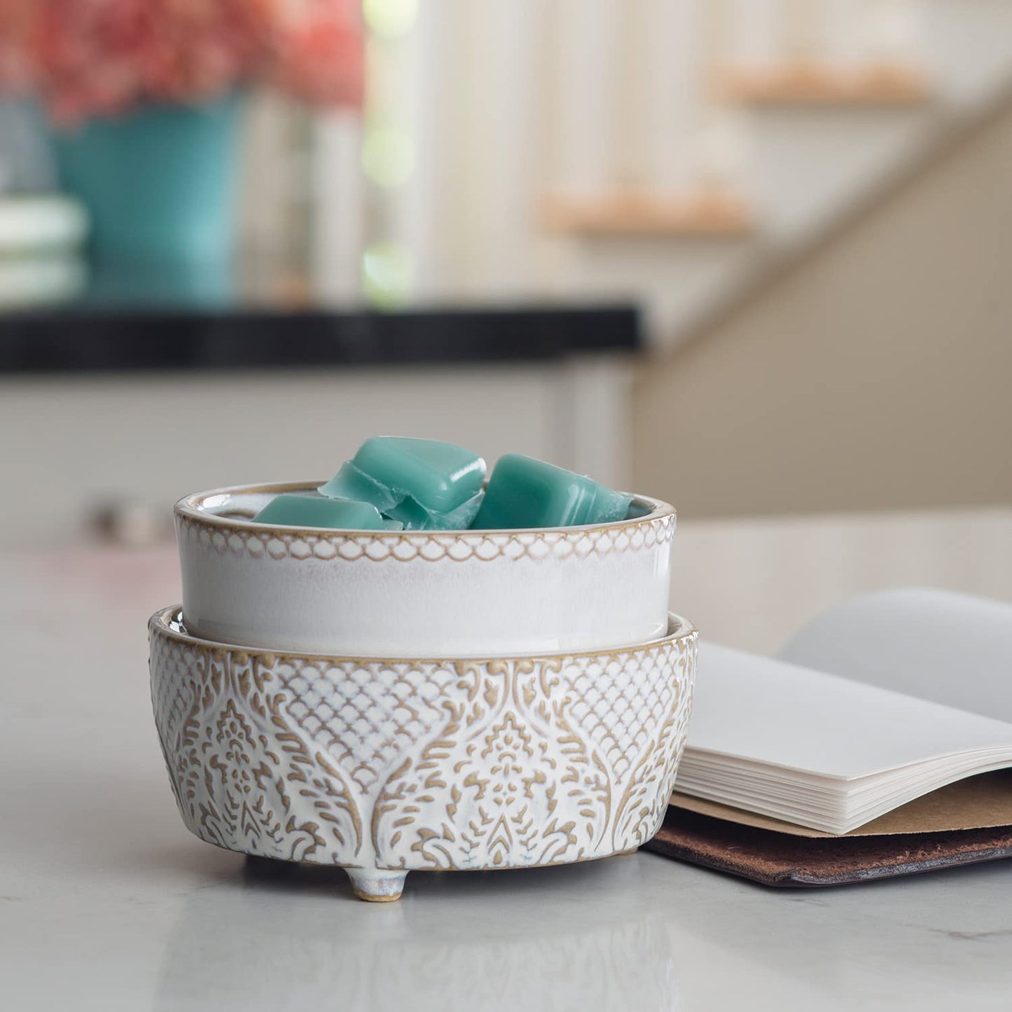 Candle Warmers Etc 2-In-1 Candle and Fragrance Wax Melt Warmer For Warming Scented Candles or Wax Melts and Tarts With To Freshen Room, Slate