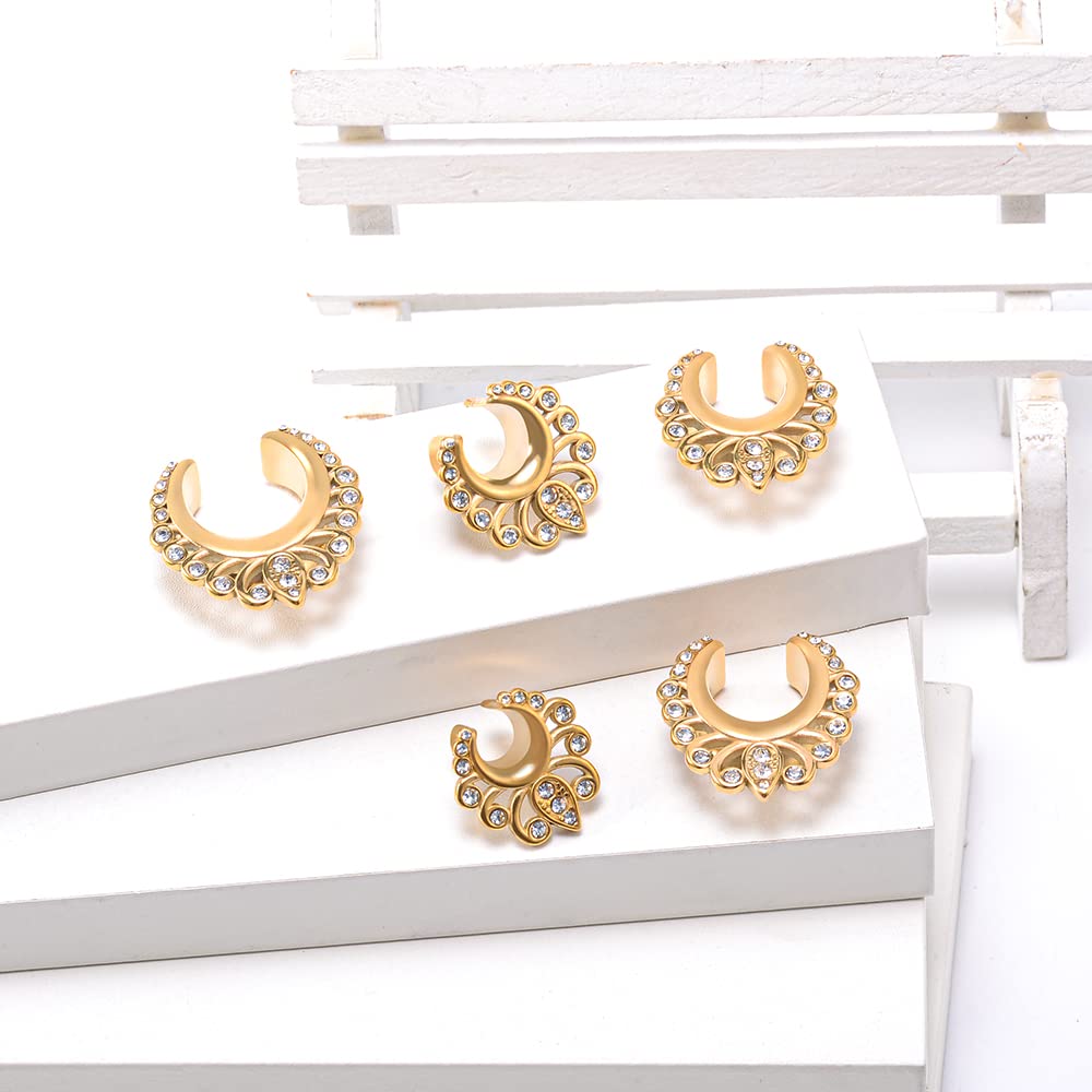 2PCS Moon Ear Gauges Ear Plugs and Tunnels Gauge for Ears Expander Piercing Gauge 10mm-25mm(00g-1")