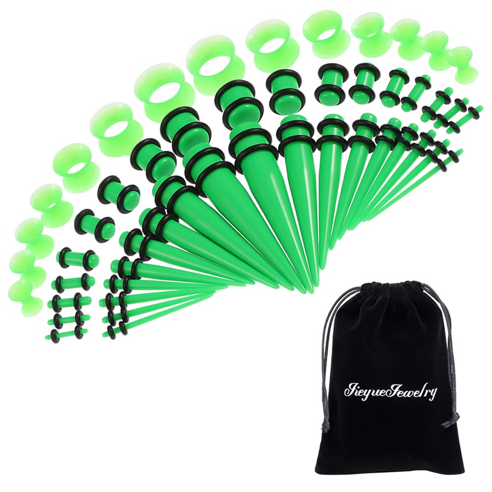 50 Pieces Ear Stretching Kit 14G-00G Acrylic Tapers and Plugs + Silicone Tunnels - Ear Gauges Expander Set Body Piercing Jewelry