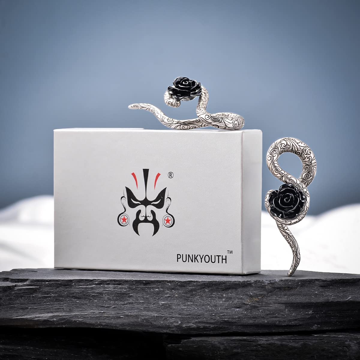 2PCS 2G Ear Sprial Tapers Plug Gauges Brass Ear Stretcher Hangers 6mm Gothic Ear Tunnels Expander Piercing Jewelry