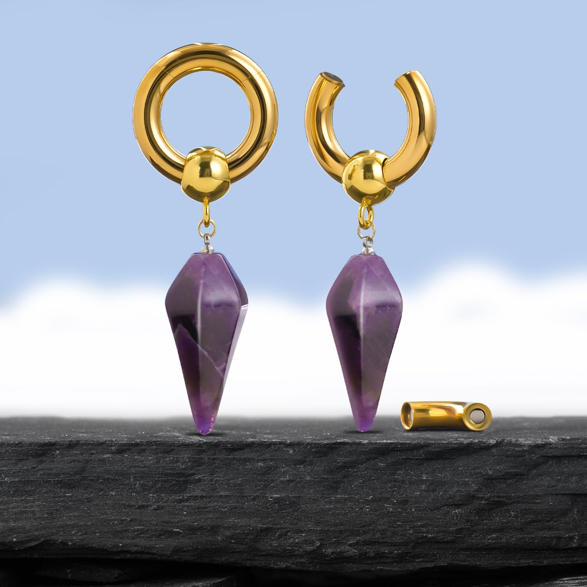 2g Ear Hanger Heavy Dangle Gauge Plug For Women 6mm Ear Weight For Stretched Ears Opal Gauge Tunnels For Ear Women Body Piercing Jewelry