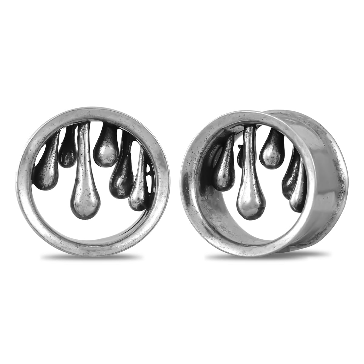 1 Pair Vintage Gauge For Ear Gothic Punk Waterdrop Plug Gauge Dangle Hanger Brass Saddle Tunnels Double Flared Ear Gauge Cool Women Body Piercing Jewelry