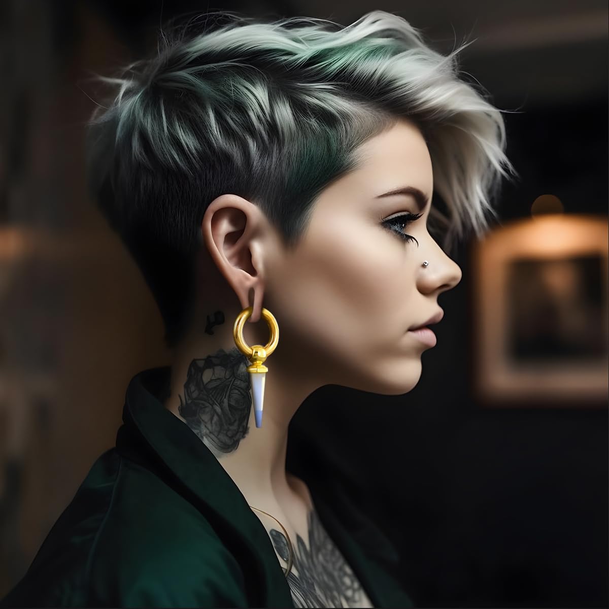 2g Ear Hanger Heavy Dangle Gauge Plug For Women 6mm Ear Weight For Stretched Ears Opal Gauge Tunnels For Ear Women Body Piercing Jewelry