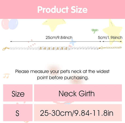 Dog Cat Pearl Collar Necklace, Adjustable Beaded Pet Collars Delicate Cat Wedding Collar Jewelry for Girl Cat Puppy Dogs Accessories (Gold)