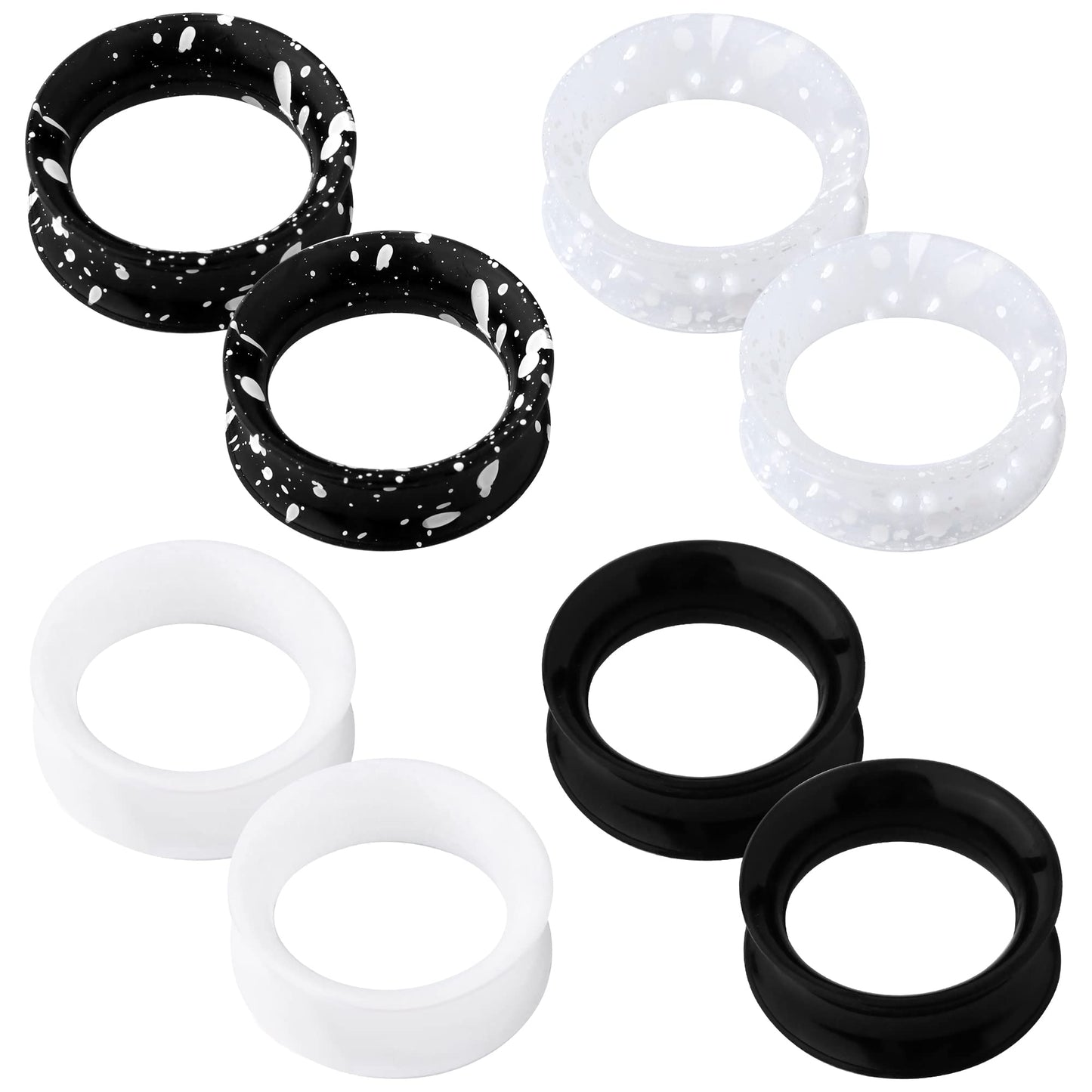 OUFER 8PCS Silicone Ear Gauges Flexible Ear Tunnels Plugs Stretchers Expander Double Flared Flesh Ear Piercing Jewelry for Women Men