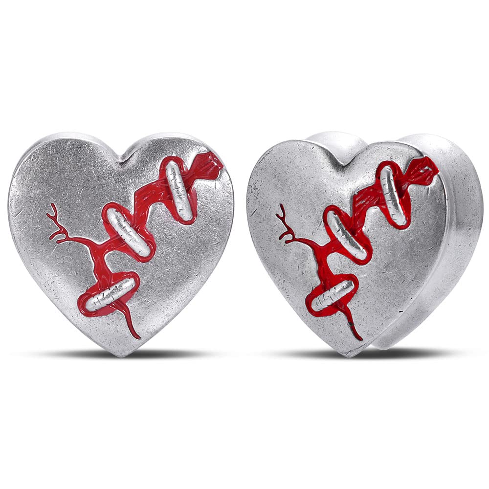 2PCS Ear Gauges Double Flared Plugs Sweet Cool Ear Stretcher Expander Heart Shape Gauge Earrings For Women Cute Piercings 0g-1"