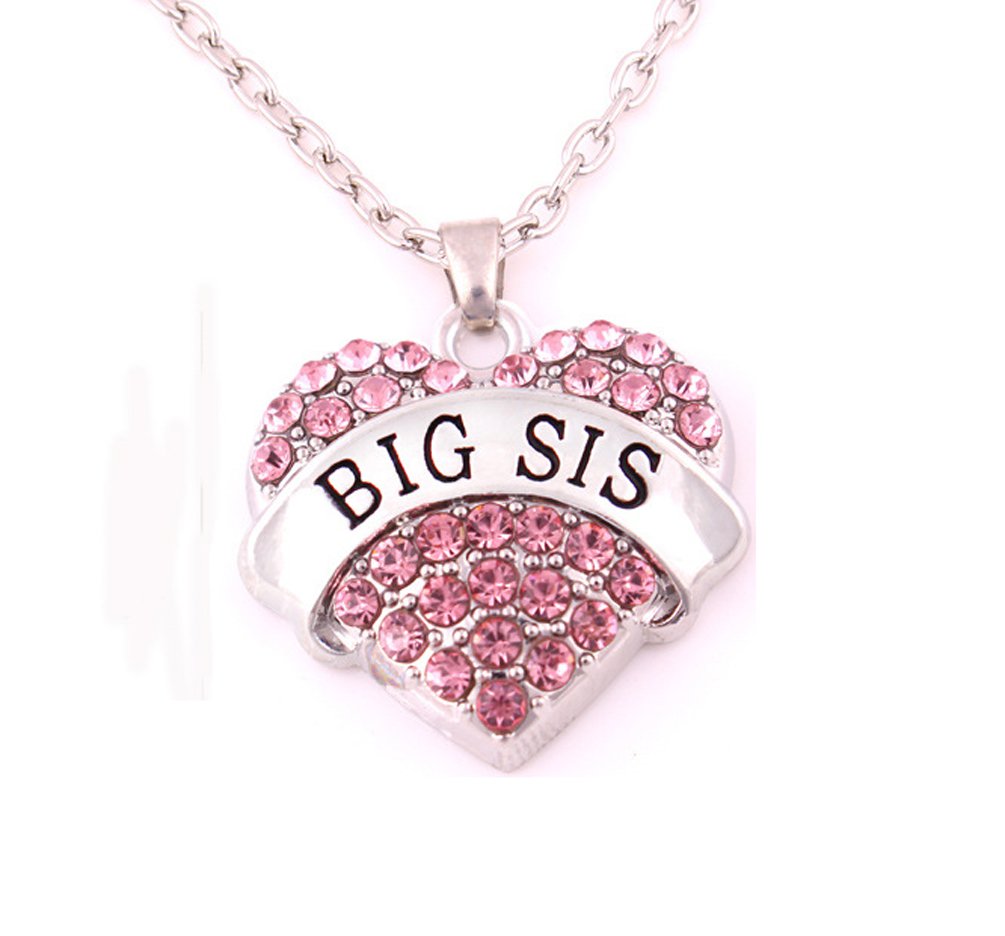 Charm.L Grace Crystal Heart Necklaces Set Mom Big Sis Middle Lil Sister