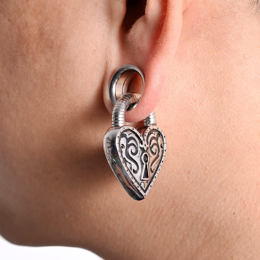 2PCS Ear Weights For Stretched Ears Heavy Weighted Gauges Stainless Steel 2g 4g Dangle Gauge For Women Men Ear Hanger Stretcher Piercings